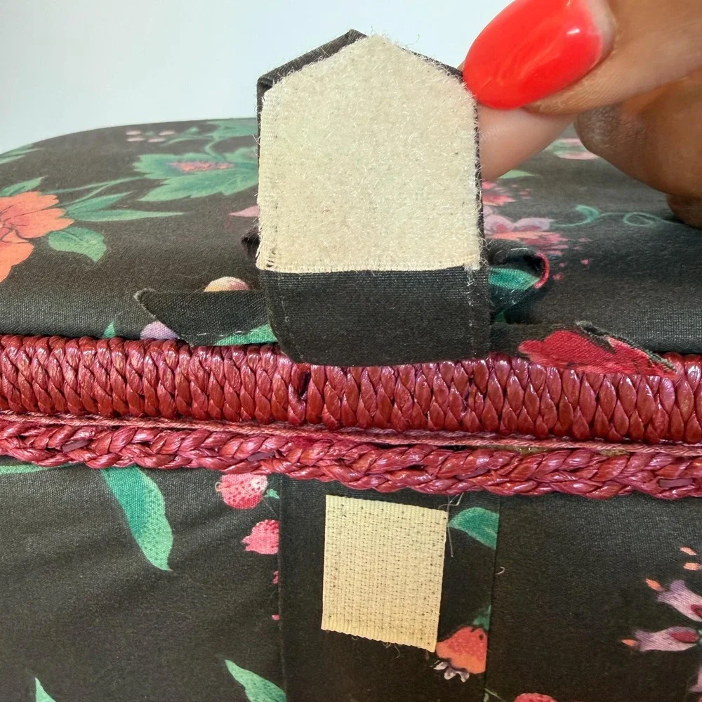 Vtg Sewing Basket Box Padded Fabric with Handle